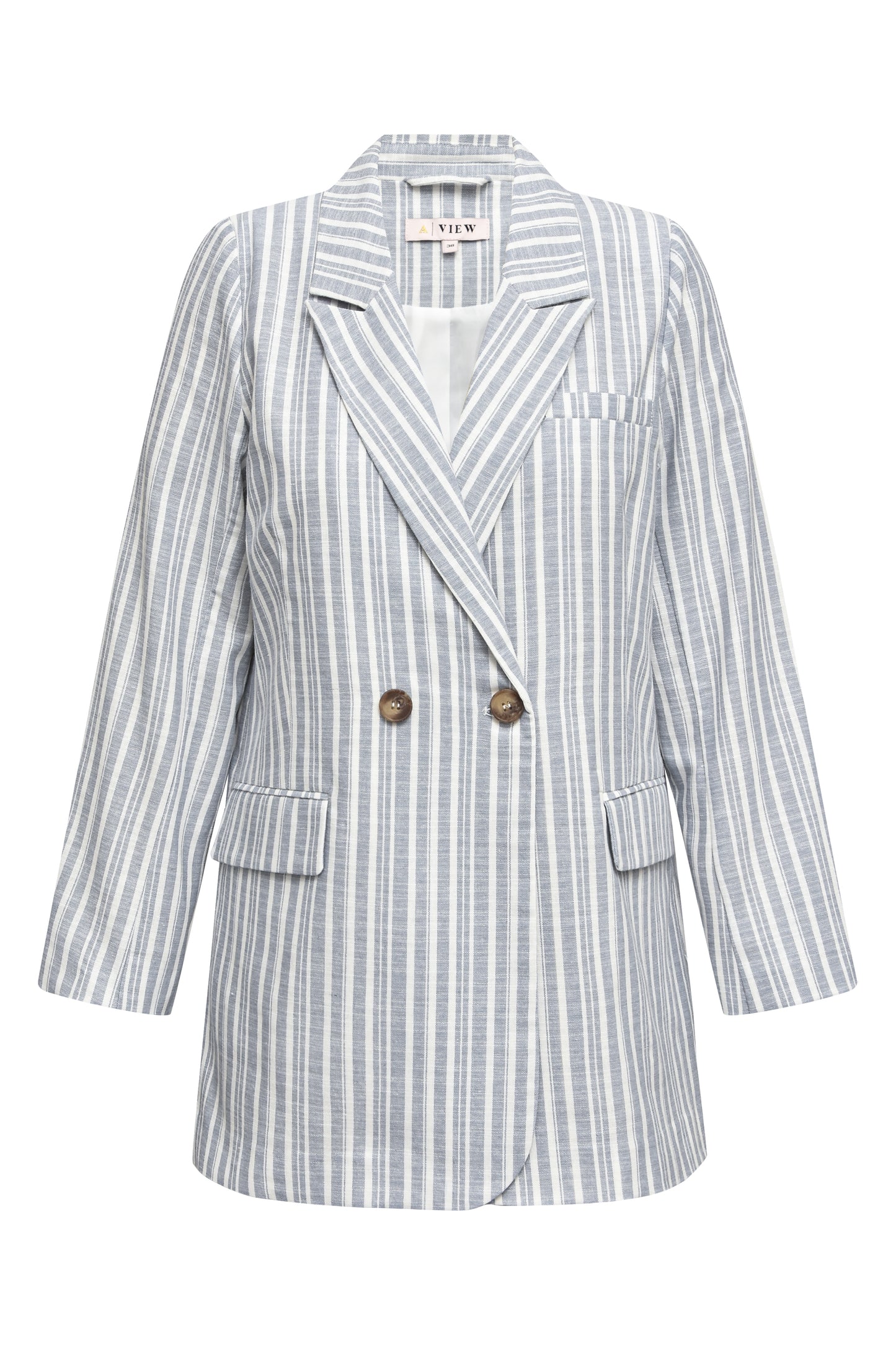 A-VIEW - Annali stripe linen blazer - Blå & hvid